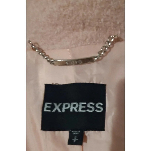 EXPRESS WOOL BLEND CAR COAT WOMEN'S SINGLE BREASTED ZIP PINK BOUCLE SMALL - Picture 7 of 8